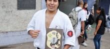 Ricardo Matsutani, de 23 anos, recebeu o 1º lugar na categoria Kumite Adulto Absoluto Pesado - Foto de Agnaldo Montesso