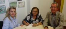 Cláudia Almeida (Chefe de Gabinete do Deputado Jayro Lessa), Maria da Conceição Barbosa (Presidente da Casa Lar de Itabirito) e Eloir Caixeta (Assessor Político do Deputado Jayro Lessa)