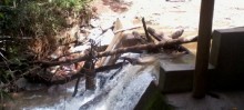 Entulhos danificaram a captação de água no Córrego Seco - Foto de SAAE