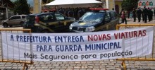 Durante cerimonia de entrega viaturas ficaram expostas em frente ao Complexo Turístico da Estação - Foto de Michelle Borges