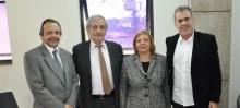 Renzo Lucciola, Rafaele Peano, Maria Pia Calisti e o prefeito Alex Salvador.