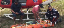 Mulher foi resgatada de helicóptero em cachoeira de Itabirito  - Foto de Divulgação CBMG