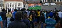 Praça Tiradentes é ponto de encontro nos jogos do Brasil - Foto de Udson Fonseca